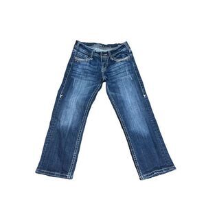 Cowgirl Tuff Rhinestoned Denim Capri Cropped Jeans Size 25